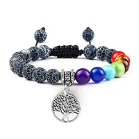Bracelet 7 Chakras Arbre de Vie Argenté