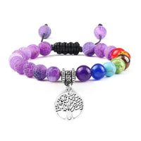 Bracelet 7 Chakras Arbre de Vie Argenté