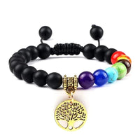 Bracelet 7 Chakras Arbre de Vie Doré