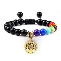 Bracelet 7 Chakras Arbre de Vie Doré
