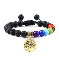 Bracelet 7 Chakras Arbre de Vie Doré