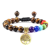 Bracelet 7 Chakras Arbre de Vie Doré