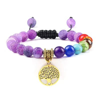 Bracelet 7 Chakras Arbre de Vie Doré