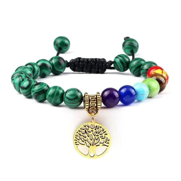 Bracelet 7 Chakras Arbre de Vie Doré