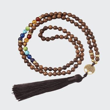 Collier 7 Chakras Arbre de Vie Perles 6mm