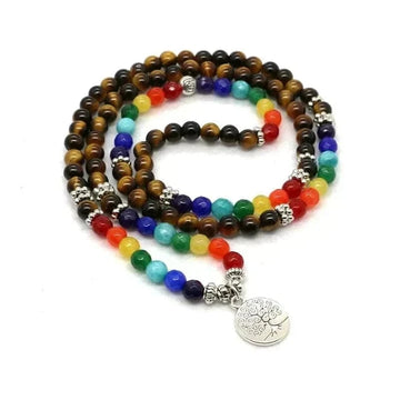 Collier 7 Chakras Œil de Tigre