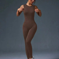 combinaison yoga femme marron