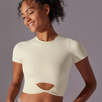 Crop Top Fitness Manches Courtes | Yogaova