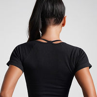 Crop Top Manches Courtes Plissé | Yogaova