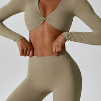 Crop Top Manches Longues Soutien-Gorge | Yogaova