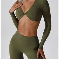 Crop Top Manches Longues Soutien-Gorge | Yogaova