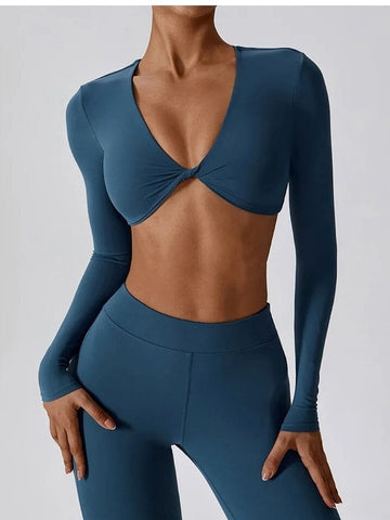 Crop Top Manches Longues Soutien-Gorge | Yogaova