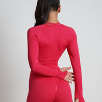 Crop Top Plissé Manches Longues Sport | Yogaova