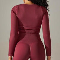 Crop Top Sport Col Rond Manches Longues | Yogaova