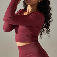 Crop Top Sport Col Rond Manches Longues | Yogaova