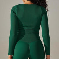 Crop Top Sport Col Rond Manches Longues | Yogaova