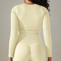 Crop Top Sport Col Rond Manches Longues | Yogaova