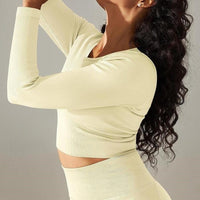 Crop Top Sport Col Rond Manches Longues | Yogaova