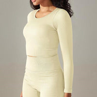 Crop Top Sport Col Rond Manches Longues | Yogaova