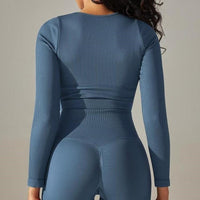 Crop Top Sport Col Rond Manches Longues | Yogaova
