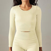 Crop Top Sport Col Rond Manches Longues | Yogaova