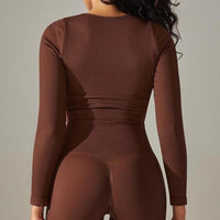 Crop Top Sport Col Rond Manches Longues | Yogaova