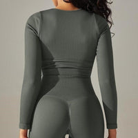 Crop Top Sport Col Rond Manches Longues | Yogaova