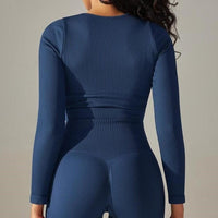 Crop Top Sport Col Rond Manches Longues | Yogaova