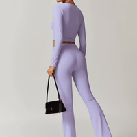 Crop Top Sport Manches Longues Col V - Eva | Yogaova