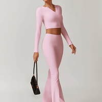 Crop Top Sport Manches Longues Col V - Eva | Yogaova