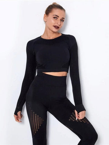 Crop Top Sport Manches Longues Respirant | Yogaova