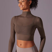 Crop Top Sport Respirant Maille Manches Longues | Yogaova