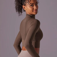 Crop Top Sport Respirant Maille Manches Longues | Yogaova
