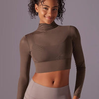 Crop Top Sport Respirant Maille Manches Longues | Yogaova