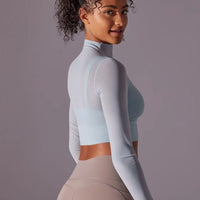 Crop Top Sport Respirant Maille Manches Longues | Yogaova