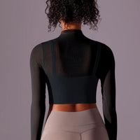 Crop Top Sport Respirant Maille Manches Longues | Yogaova
