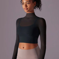 Crop Top Sport Respirant Maille Manches Longues | Yogaova