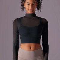 Crop Top Sport Respirant Maille Manches Longues | Yogaova