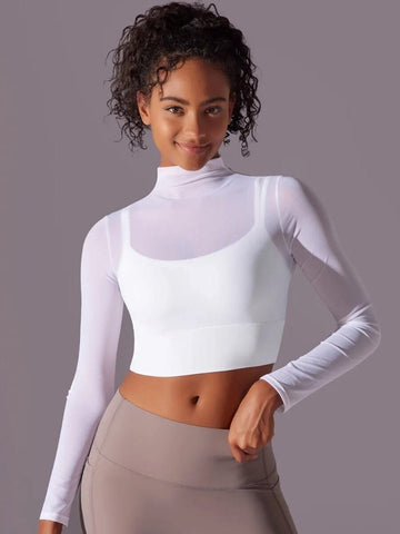 Crop Top Sport Respirant Maille Manches Longues | Yogaova