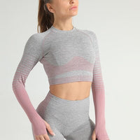 Crop Top Sport Sans Couture Manches Longues | Yogaova