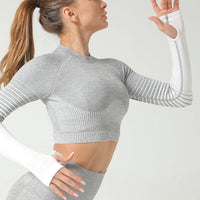 Crop Top Sport Sans Couture Manches Longues | Yogaova