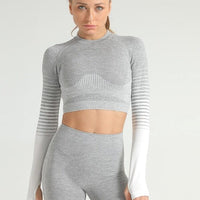 Crop Top Sport Sans Couture Manches Longues | Yogaova