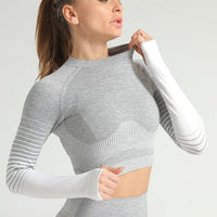 Crop Top Sport Sans Couture Manches Longues | Yogaova