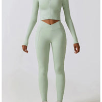 Crop Top Sport Zippé Manches Longues | Yogaova