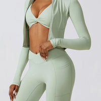 Crop Top Sport Zippé Manches Longues | Yogaova
