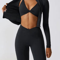 Crop Top Sport Zippé Manches Longues | Yogaova