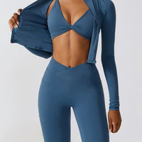 Crop Top Sport Zippé Manches Longues | Yogaova