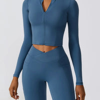 Crop Top Sport Zippé Manches Longues | Yogaova