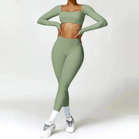 Ensemble 2 Pièces Combinaison de Yoga : Crop Top et Pantalon