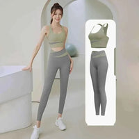 Ensemble 2 Pièces Combinaison de Yoga Design Croisé